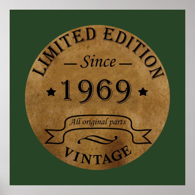 Affiche Né en 1969 fête d'anniversaire vintage (Devant)