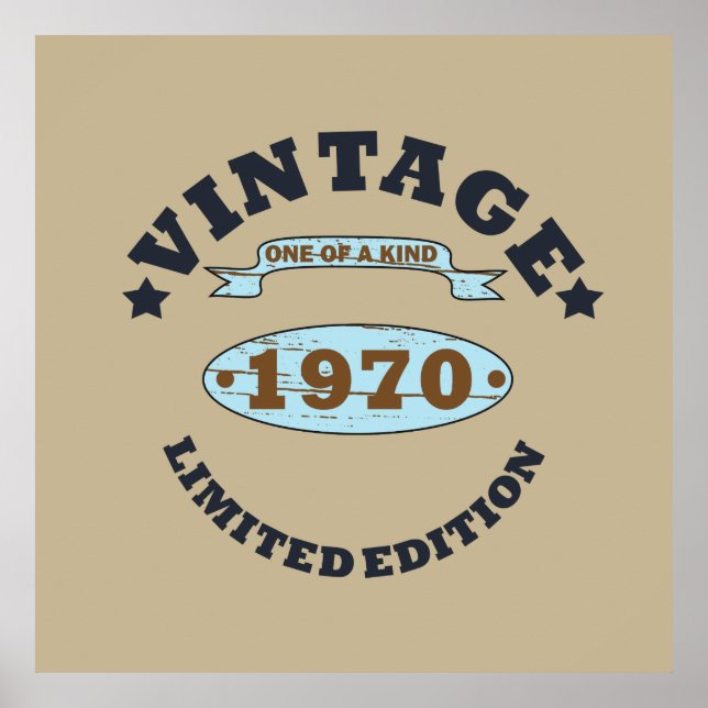 Affiche Né en 1970 anniversaire vintage (Devant)
