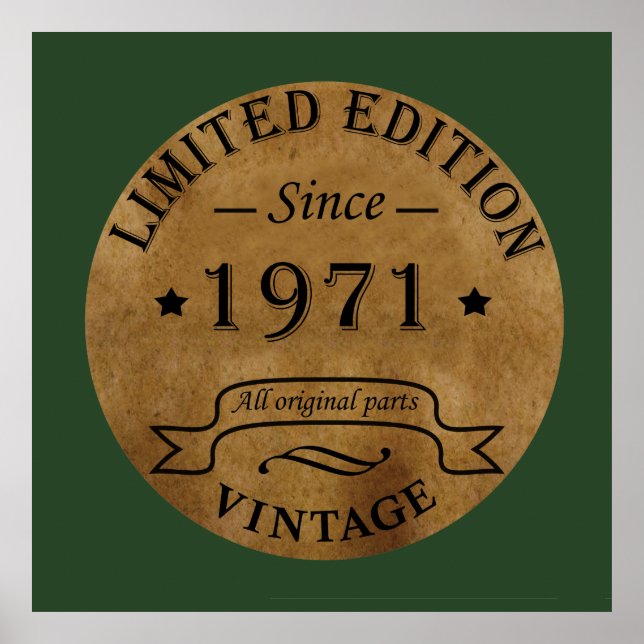 Affiche Né en 1971 anniversaire vintage (Devant)