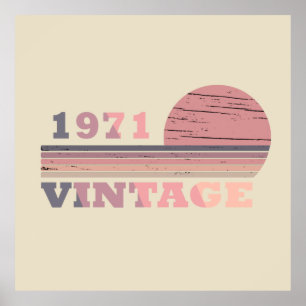 Affiche né en 1971 cadeau d'anniversaire vintage