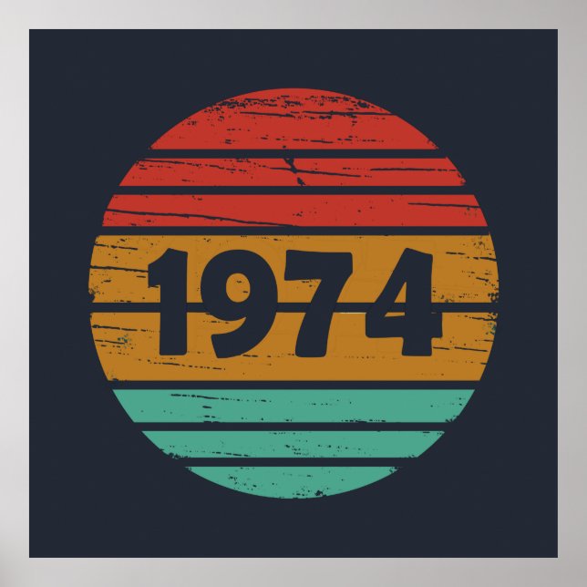 Affiche Né en 1974 fête d'anniversaire vintage (Devant)