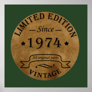 Affiche Né en 1974 vintage 49ème anniversaire