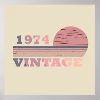 né en 1974 vintage anniversaire rose et violet