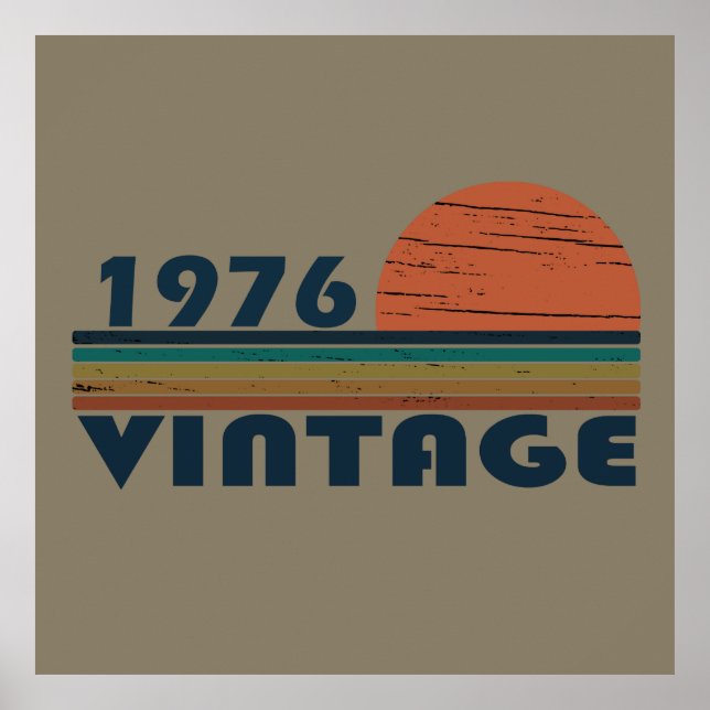 Affiche Né en 1976 coucher de soleil classique (Devant)