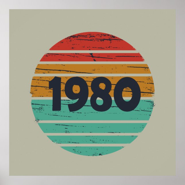 Affiche Né en 1980 vintage classique (Devant)
