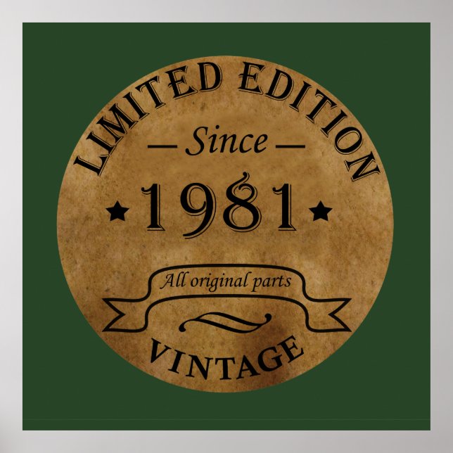 Affiche Né en 1981 anniversaire vintage (Devant)