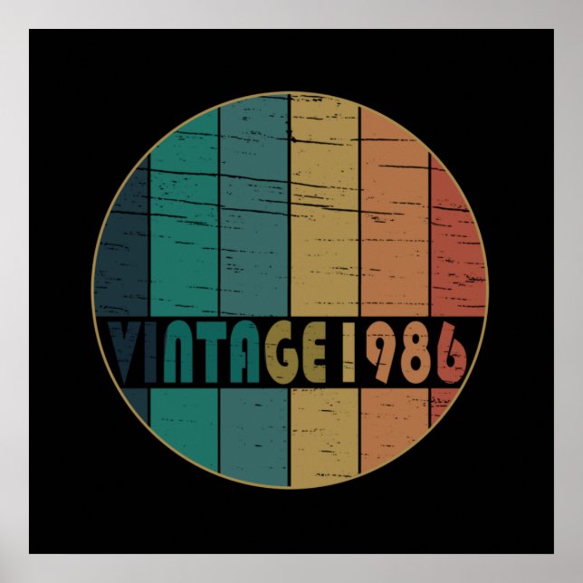 Affiche né en 1986 vintage anniversaire (Devant)