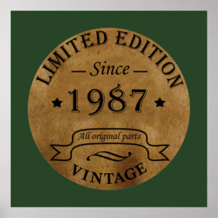 Affiche Né en 1987 classique rustique