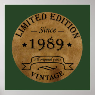 Affiche né en 1989 anniversaire vintage