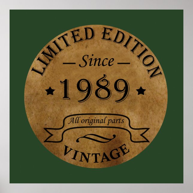 Affiche né en 1989 anniversaire vintage (Devant)