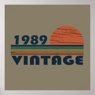 Affiche Né en 1989 cadeau d'anniversaire vintage