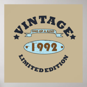 Affiche né en 1992 cadeau d'anniversaire vintage