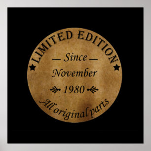 Affiche né en novembre 1980 classique rustique