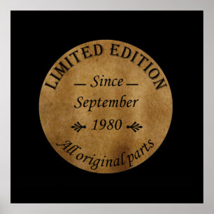 Affiche né en septembre 1980 anniversaire vintage