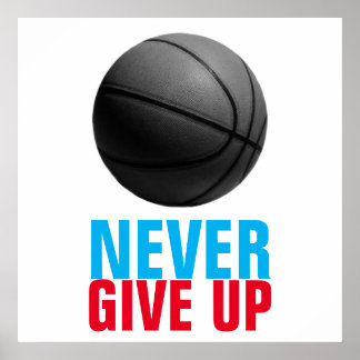 Affiche Ne jamais abandonner la motivation du basket-ball