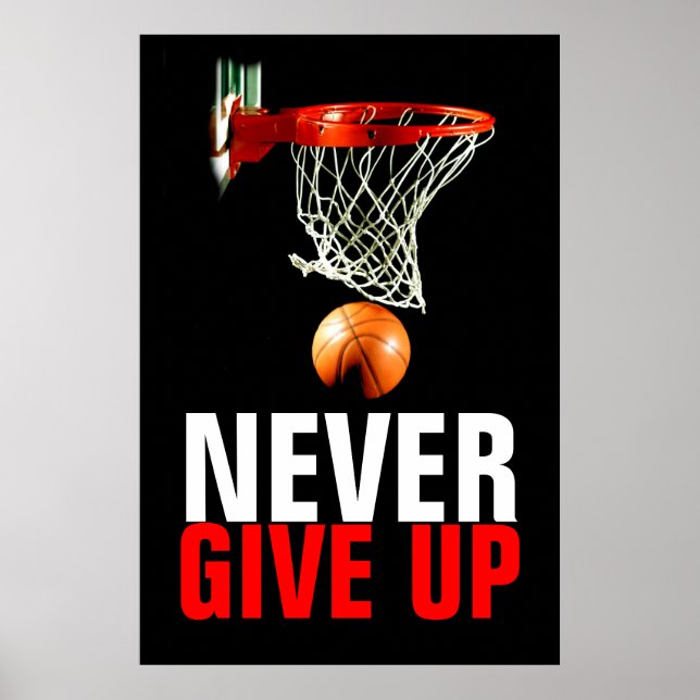 Affiche Ne jamais abandonner la motivation du basket-ball (Devant)