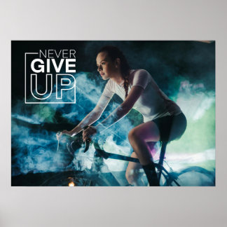 Affiche Ne jamais abandonner le mur de cyclisme motivation