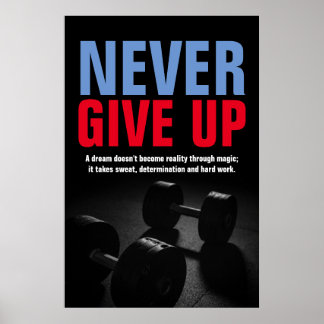 Affiche Ne jamais renoncer à la musculation Fitness Motiva