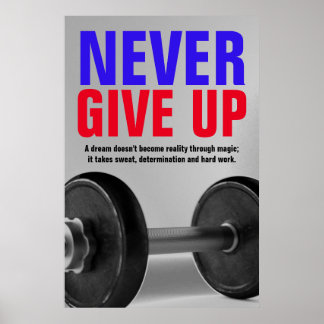 Affiche Ne jamais renoncer à la musculation Fitness Motiva