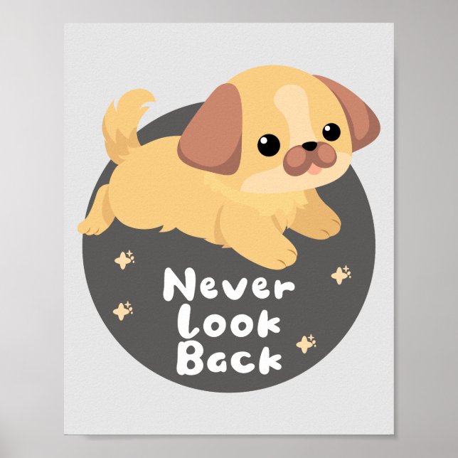 Affiche Ne jamais verrouiller Kawaii drôle de chien heureu (Devant)