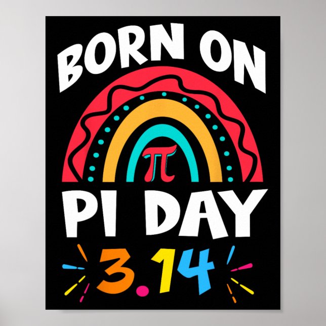Affiche Né Le Jour Du Pi Anniversaire 2025 Rainbow Pi Day  (Devant)