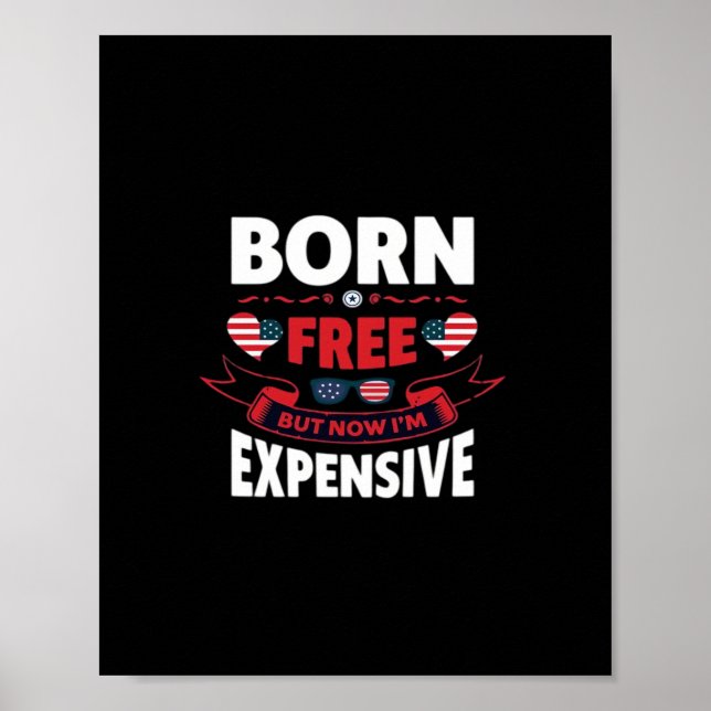 Affiche Né libre mais maintenant je suis cher - mème migno (Devant)