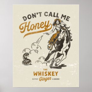 Affiche Ne m'appelez pas Honey Vintage Cowgirl Pinup & Hor