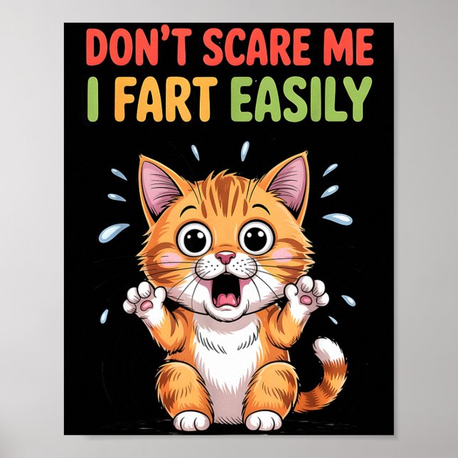 Affiche Ne m'effrayez pas je pète facilement chat effrayé  (Devant)