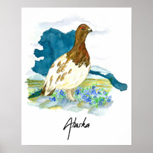 Affiche Ne m'oubliez pas l'oiseau de l'État de la toundra 