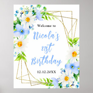 Affiche Ne m'oubliez pas Marguerites Bienvenue Anniversair