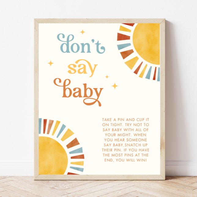 Affiche Ne pas dire Baby Boho Sun Baby shower Jeu (Créateur téléchargé)