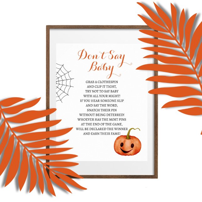 Affiche Ne pas dire Baby Halloween Baby shower Jeu (Créateur téléchargé)