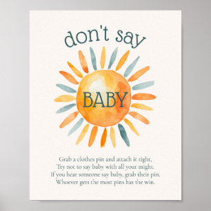 Affiche Ne pas dire Baby Here vient le Baby shower Fils Je