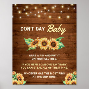Affiche Ne pas dire Baby Pin Jeu Automne Rustique Neutre D