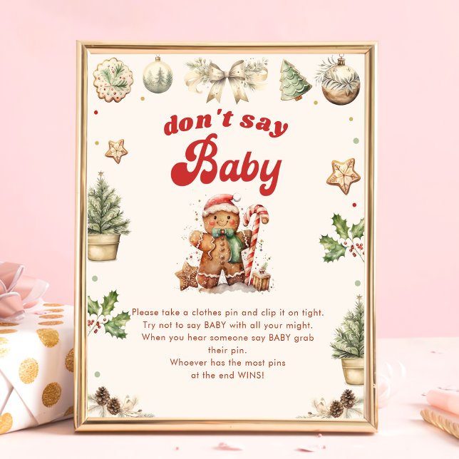 Affiche Ne pas dire bébé Baby shower de Noël d'hiver Jeu (Créateur téléchargé)