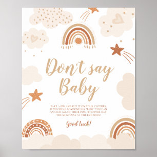 Affiche Ne pas dire bébé Boho Arc-en-ciel Signe