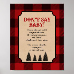 Affiche Ne pas dire Bébé Lavette Pin Lumberjack Signal