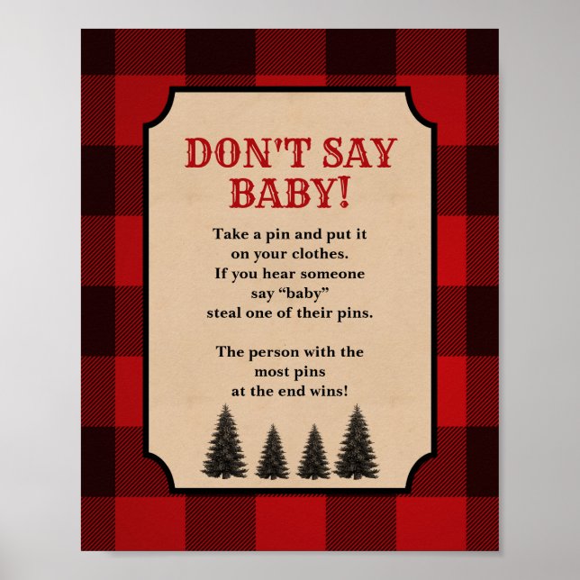 Affiche Ne pas dire Bébé Lavette Pin Lumberjack Signal (Devant)