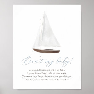 Affiche Ne pas dire bébé signe nautique Baby shower de voi