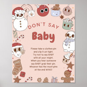 Affiche Ne pas dire bébé Super Baby shower de Noël Jeu