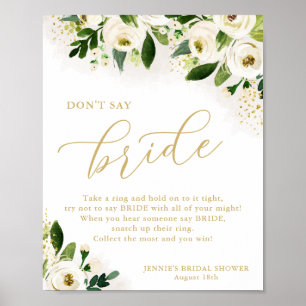 Affiche Ne pas dire Bride White Gold Floral Shower Jeu