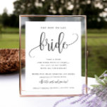 Affiche Ne pas dire mariée douche jeu minimaliste calligra<br><div class="desc">Ce panneau de jeu de douche facile dispose d'un titre de script et de votre texte personnalisé. Utilisez le formulaire modèle pour ajouter votre personnalisation et modifier le texte</div>