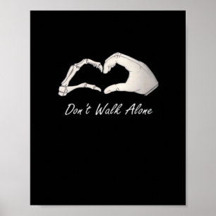 Affiche Ne pas marcher - Classique Blanc - Squelette Coeur