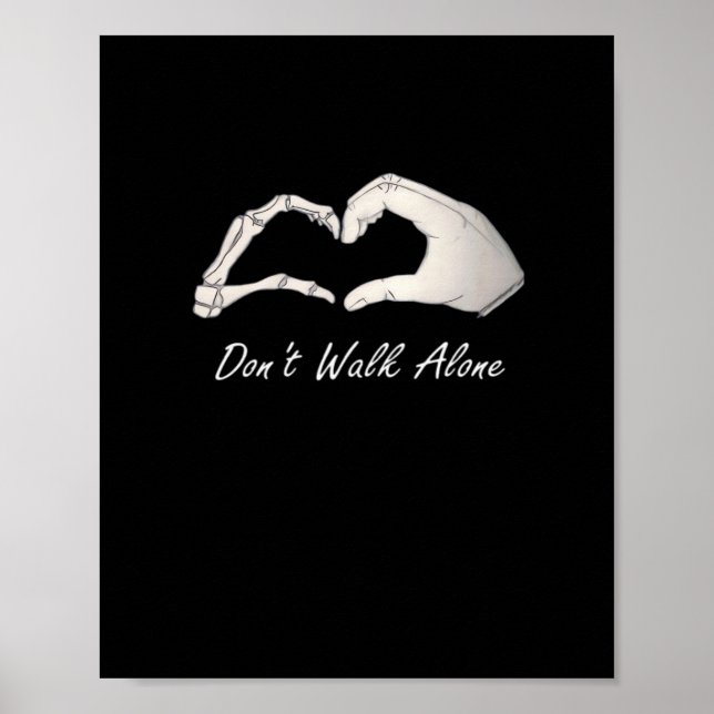 Affiche Ne pas marcher - Classique Blanc - Squelette Coeur (Devant)