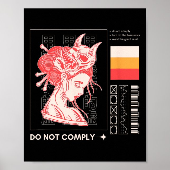Affiche Ne Pas Se Conformer Résistez À La Grande Réinitial (Devant)
