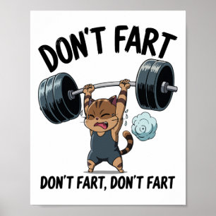 Affiche Ne Pète Pas Drôle Gym Fitness Chat Exercice Haltér