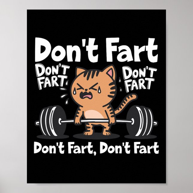 Affiche Ne pète pas Funny Fitness Fitness Cat Entraînement (Devant)