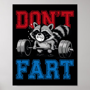 Affiche Ne pète pas Funny Raccoon gym fitness entraînement