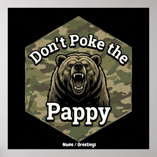 Affiche Ne Piquez pas Papy Ours Brun Drôle et Robustes (Devant)