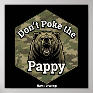 Affiche Ne Piquez pas Papy Ours Brun Drôle et Robustes